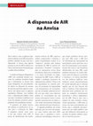 Research paper thumbnail of A dispensa de AIR na Anvisa