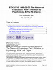 Research paper thumbnail of The Nature of Evaluation. Part I: Relation to Psychology