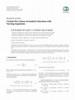 Research paper thumbnail of Certain New Classes of Analytic Functions with Varying Arguments