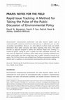 Research paper thumbnail of PRAXIS: NOTES FOR THE FIELD Rapid Issue Tracking: A Method for Taking the Pulse of the Public Discussion of Environmental Policy