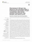 Research paper thumbnail of Phenotyping for Nitrogen Use Efficiency: Rice Genotypes Differ in N-Responsive Germination, Oxygen Consumption, Seed Urease Activities, Root Growth, Crop Duration, and Yield at Low N