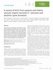 Research paper thumbnail of A variant of KCC2 from patients with febrile seizures impairs neuronal Cl- extrusion and dendritic spine formation