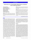 Research paper thumbnail of Brief Report Performance on a Virtual Reality Spatial Memory Navigation Task in Depressed Patients