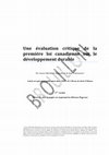 Research paper thumbnail of Une évaluation critique de la première loi canadienne sur le dévéloppement durable (A Critical Assessment of the First Canadian Sustainable Development Act)