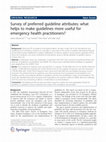 Research paper thumbnail of Survey of preferred guideline attributes: what helps to make guidelines more useful for emergency health practitioners?