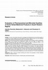 Research paper thumbnail of Research Article Evaluation of Pharmaceutical and Microbial Qualities of Some Herbal Medicinal Products in South Western