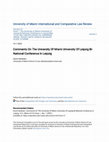 Research paper thumbnail of Comments On The University Of Miami University Of Leipzig Bi-National Conference In Leipzig