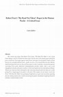 Research paper thumbnail of Robert Frost’s “The Road Not Taken”: Regret in the Human Psyche - A Critical Essay