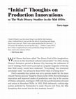 Research paper thumbnail of Garry Apgar, "Initial Thoughts on Production Innovations at the Walt Disney Studios in the Mid-1930s"