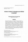 Research paper thumbnail of Articles in Natural Languages and Artificial Languages