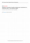 Research paper thumbnail of Application of semiotics for health and safety signs comprehension on construction sites in Yola metropolis, Nigeria