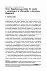 Research paper thumbnail of Orden de palabras, posición del objeto y estructura de la información en toba/qom (Guaycurú)