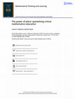 Research paper thumbnail of The Power of Place: Spatializing Critical Mathematics Education