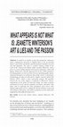 Research paper thumbnail of What appears s not what is: Jeanette Winterson's Art & lies and the passion