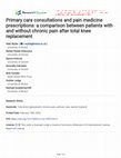 Research paper thumbnail of Primary care consultations and pain medicine prescriptions: a comparison between patients with and without chronic pain after total knee replacement