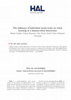 Research paper thumbnail of The influence of individual social traits on robot learning in a human-robot interaction