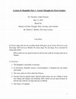 Research paper thumbnail of Lecture 8: Republic Part 1 -Greek Thought for First Graders