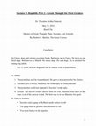 Research paper thumbnail of Lecture 9: Republic Part 2 -Greek Thought for First Graders