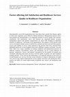 Research paper thumbnail of Factors affecting Job Satisfaction and Healthcare Services Quality in Healthcare Organizations