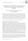 Research paper thumbnail of Power‐Sharing in the World's Largest Democracy: Informal Consociationalism in India (and Its Decline?)