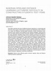 Research paper thumbnail of Nigerian Open and Distance Learning Lecturers’ Difficulty in Constructing Students’ Test Items