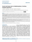 Research paper thumbnail of Acute renal injury due to rhabdomyolysis: A tertiary hospital experiencee