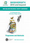 Research paper thumbnail of NEW ZEALAND ECOLOGICAL SOCIETY CONFERENCE Programme and Abstracts BIODIVERSITY: 2010 and beyond Organisers of Biodiversity: 2010 and beyond Symposia and plenary presentations