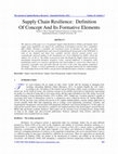 Research paper thumbnail of Supply Chain Resilience: Definition Of Concept And Its Formative Elements