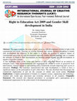 Research paper thumbnail of Right to Education Act 2009 and Gender Skill development in India