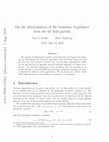 Research paper thumbnail of On the Determination of the Boundary Impedance from the Far Field Pattern