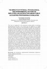 Research paper thumbnail of THE IMPACTS OF PHYSICAL , PSYCHOLOGICAL , AND ENVIRONMENTAL FACTORS ON EMPLOYEES JOb SATISFACTION AMONG PUbLIC ACCOUNTING PROFESSIONALS IN MALAYSIA