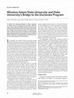 Research paper thumbnail of Winston-Salem State University and Duke University's Bridge to the Doctorate Program