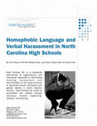 Research paper thumbnail of Homophobic Language and Verbal Harassment in North Carolina High Schools