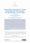 Research paper thumbnail of Georges Bataille y Roger Caillois en el Colegio de Sociología (1937-1939): genealogía de un diálogo filosófico (y de una ruptura)