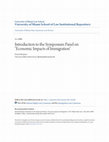 Research paper thumbnail of Introduction to the Symposium Panel on "Economic Impacts of Immigration