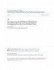 Research paper thumbnail of Recognizing the Problem of Solidarity: Immigration in the Post-Welfare State