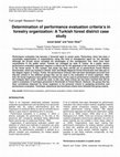 Research paper thumbnail of Determination of performance evaluation criteria's in forestry organization: A Turkish forest district case study