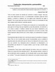 Research paper thumbnail of Traducción, interpretación y psicoanálisis