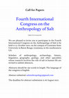 Research paper thumbnail of CfP Fourth International Congress on the Anthropology of Salt, October 12-17, 2022, Louisiana State University, Baton Rouge, Louisiana, USA