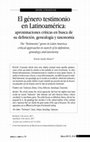 Research paper thumbnail of El género testimonio en Latinoamerica: aproximaciones críticas en busca de su definición, genealogía y taxonomía