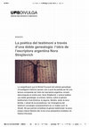 Research paper thumbnail of La poètica del testimoni a través d’una doble genealogia: l’obra de l’escriptora argentina Nora Strejilevich