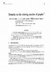 Research paper thumbnail of Remarks on the coloring number of graphs (Interplay between large cardinals and small cardinals)