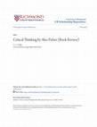 Research paper thumbnail of Critical Thinking by Alec Fisher (Book Review)