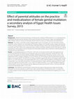 Research paper thumbnail of Effect of parental attitudes on the practice and medicalization of female genital mutilation: a secondary analysis of Egypt Health Issues Survey, 2015