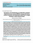 Research paper thumbnail of Prevalence and distribution of methicillin resistant Staphylococcus aureus (MRSA) among laboratory science students and laboratory staff from a single hospital in North Saudi Arabia