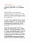 Research paper thumbnail of Zuhar Iruretagoiena "NO PUEDO ELEGIR LO MEJOR, PORQUE LO PERFECTO ME ELIGE A MI"