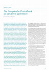 Research paper thumbnail of LENDER OF LAST RESORT Die Europäische Zentralbank als Lender of Last Resort