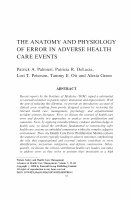 Research paper thumbnail of The Anatomy and Physiology of Error in Adverse Health Care Events