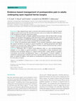 Research paper thumbnail of Evidence-based management of postoperative pain in adults undergoing open inguinal hernia surgery