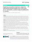 Research paper thumbnail of Exploring associations between subjective well-being and personality over a time span of 15–18 months: a cohort study of adolescents in Sweden